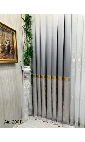 NİVEMESHOME ATA FT614168 V-2001 GRİ  1/3 SIK PİLELİ FON PERDE APM