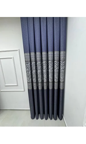 NİVEMESHOME VORHANG:632349 502 DUNKELBLAU 1/3 DICKER PLÜSCH VORHANG APM