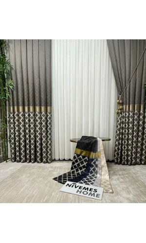 NİVEMESHOME AZTEK 018773 1/3 DİK BÜZGÜLÜ TÜL PERDE APM