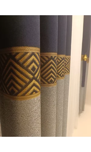 NİVEMESHOME BANGOR SCHWARZ-GRAU 1/3 DICKER POLSTERVORHANG APM