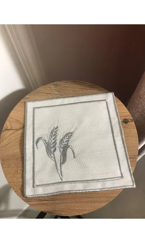 NAPMESHOME SERVILLETERO DE CÓCTEL DE LINO CON BORDADO DE HOJAS DE PLATA (CONJUNTO DE 6) - PORTA-SERVILLETA DE CAFÉ