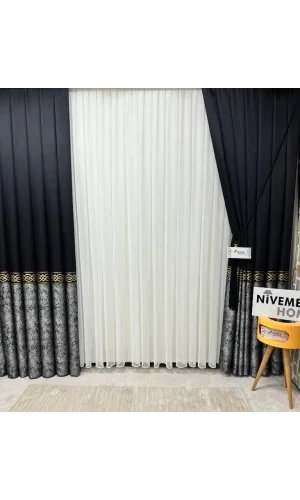 NİVEMESHOME BEGONYA SCHWARZ-GOLD 1/3 DICHT GEPLEATERTER VORHANG APM