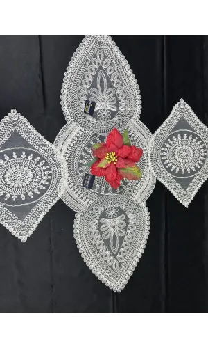 NIVEMESHOME JUEGO DE 3 PIEZAS DE TEJIDO BLANCO PARA MESA DE PRESENTACIÓN (CORREDOR + 2 POSAVASOS)