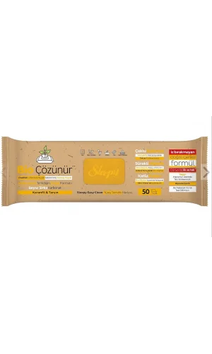 NİVEMESHOME BİO ÇÖZÜNÜR KARANFİL &TARÇIN 50 YAPRAK YÜZEY TEMİZLİK HAVLUSU SLEEPY