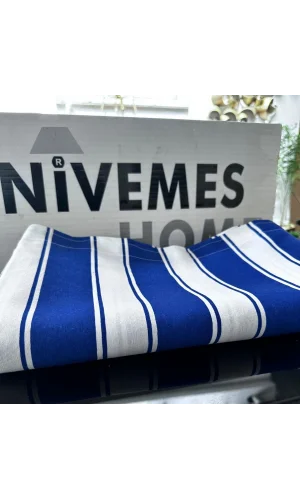 NİVEMESHOME BRANDA MAVİ - BEYAZ BALKON PERDESİ
