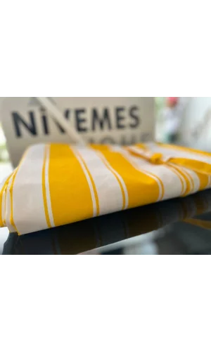 NİVEMESHOME BRANDA SARI - BEYAZ BALKON PERDESİ