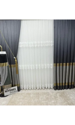 NİVEMESHOME BUKLE V-2501 1/3 Dicht gewebter Vorhang