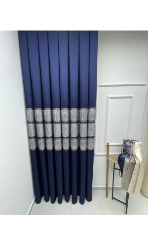 NİVEMESHOME ÇAKI FJ672069 V-530 LACİVERT 1/3 SIK PİLELİ FON PERDE APM