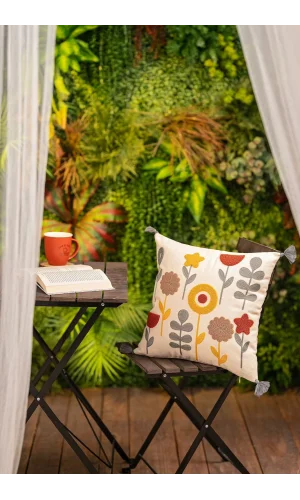 NIVEMESHOME غطاء وسادة مطرز بأزهار 45x45