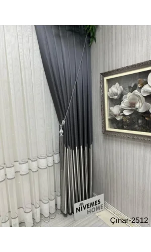 NİVEMESHOME ÇINAR ANTRASİT 2512 1/3 DENSELY PLEATED SHEER CURTAIN APM