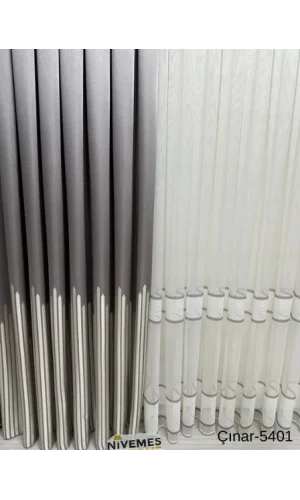 NİVEMESHOME ÇINAR GÜMÜŞ 5401 1/3 SIK PİLELİ FON PERDE APM