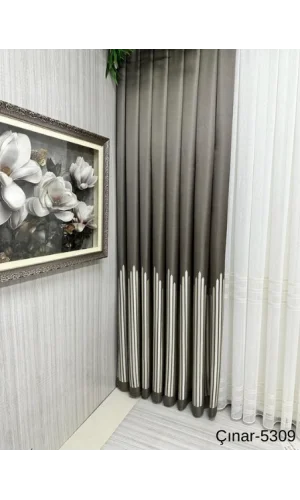 NİVEMESHOME ÇINAR TOPRAK 5309 1/3 SIK PİLELİ FON PERDE APM