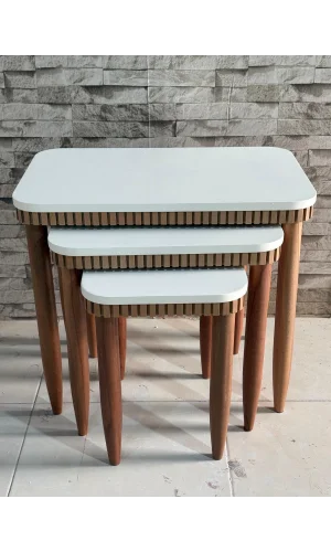 NİVEMESHOME DALYA KREM-CEVİZ ZİGON SEHPA