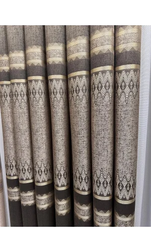 NİVEMESHOME DAMLA FT614337 V-5302 TOPRAK 1/3 SIK PİLELİ FON PERDE APM