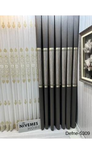 NİVEMESHOME DEFNE TOPRAK FT614166 5309 1/3 SIK PİLELİ FON PERDE APM