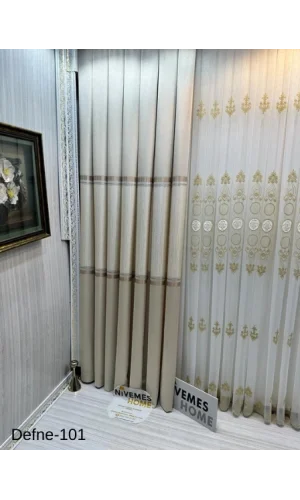 NİVEMESHOME DEFNE VİZON FT614166 V-101 1/3 DENSAMENTE PLISADO CORTINA DE FONDO APM