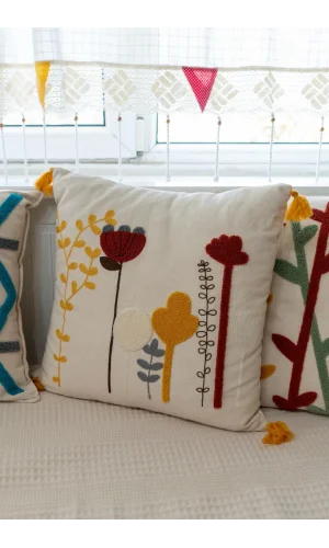NİVEMESHOME FUNDAS DE COJÍN DECORATIVA BORDADA CON FLORES 45X45