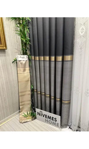 NİVEMESHOME DENİZ FT614177 V-2504 ANTRASITA CORTINA DE TERCIOPELO DENİZ DE NİVEMESHOME FT614177 V-2504 CARBÓN 1/3  APM CON COLA SEMI-DENSA