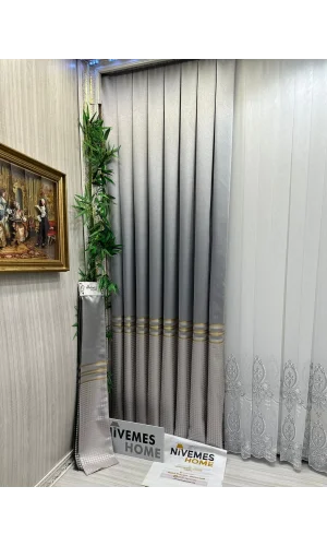 NİVEMESHOME DİDİM FT671537 V-2001 СЕРЫЙ 1/3 ПЛОТНЫЕ ШТАПЕЛИРОВАННЫЕ ФОНОВЫЕ ШТОРЫ APM