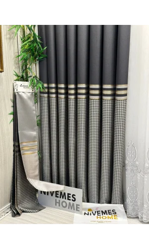 NİVEMESHOME DİDİM FT671537 V-2504 АНТРАЦИТ 1/3 ПЛОТНО ЗАПИЛЕННЫЙ ЗАНАВЕСКИЙ ІЧН