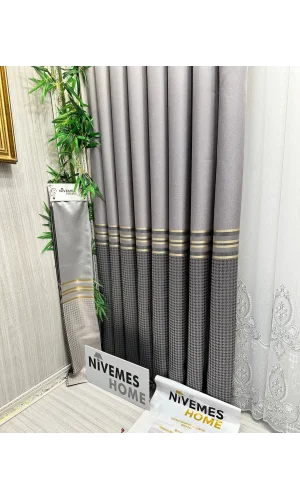 NIVEMESHOME DİDİM FT671537 V-5403 СЕРЕБРО 1/3 ПЛОТНЫЙ РЕЛЬЕФНЫЙ ФОНОВЫЙ ШТОРЫ APM