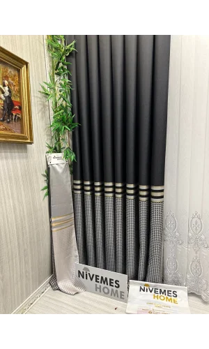 NİVEMESHOME DİDİM FT671537 V-902 NEGRO 1/3 ALTO PILA CORTINA DE CORTINA APM