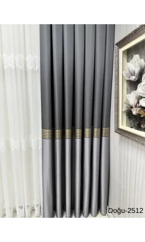NİVEMESHOME DOĞU ANTRASİT- GOLD FT671536 2512 1/3 SIK PİLELİ FON PERDE APM