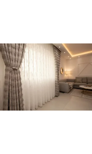 NİVEMESHOME EFSUN EKRU 1/3 PİLELİ TÜL PERDE