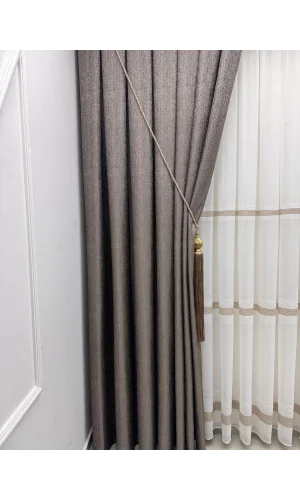 NİVEMESHOME ELİS TOPRAK FON PERDE  1/3 SIK PİLELİ PERDE APM