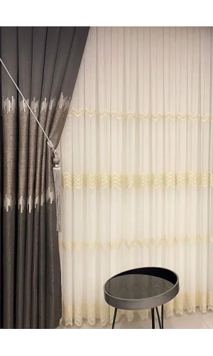 NİVEMESHOME ELİSTA WELLEN GOLD 1/3 DICHTES VOILE VORHANG APM