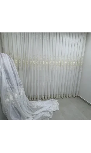 NIVEMESHOME ELÍSYA 3812 ORO BRILLANTE 1/3 PLEGADO DE BAMBÚ CORTINA DE TUL