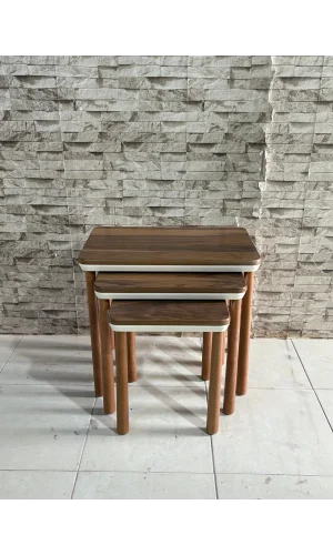 NİVEMESHOME ESTA CEVİZ-KREM ZİGON SEHPA