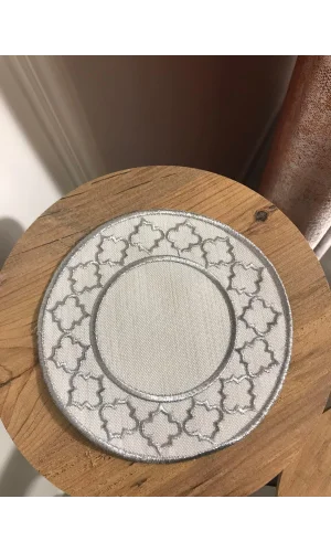 NIVEMESHOME SERVILLETERO OVAL DE PLATA BORDADO (CONJUNTO DE 6) SERVILLETAS DE CÓCTEL DE LINO PARA CAFÉ RESTO