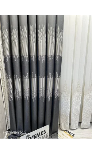 NİVEMESHOME FETHİYE 614178 ANTRASIT V-2512 1/3 CORTINAS DE TERCIOPELO GRUESO APM