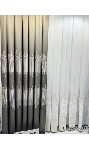 NİVEMESHOME FETHİYE FT614178 V-5309 TIERRA 1/3 TELA GRUESA CORTINA DE FONDO APM