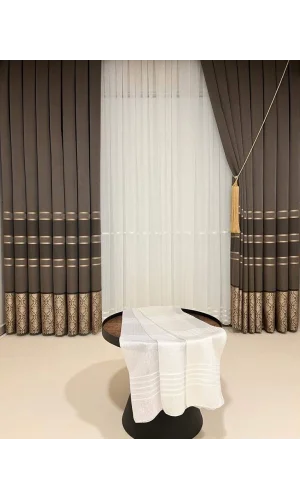 NİVEMESHOME FJ631306V-5312 LAFANDA KAFFEE 1/3 DICKER VORHANG-AMT