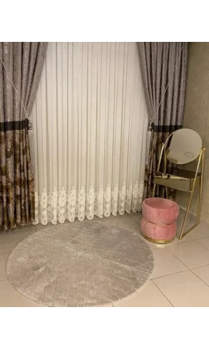 NİVEMESHOME FLORA ROCK BESTICKT 1/3 DICHTE FALTEN VORHANG APM