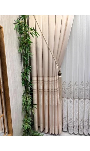 NİVEMESHOME FT632255 V-115 ANTAKYA Creme 1/3 eng gesmokt Vorhang Panel