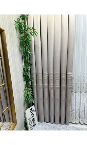 NİVEMESHOME FT632255 V-5228 ANTAKYA VİZON 1/3 SIK PİLELİ FON PERDE APM