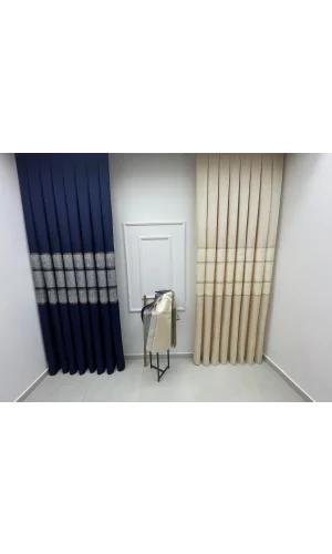 NİVEMESHOME  FT672069 V-530  FUNDA LACİVERT  1/3 SIK PİLELİ FON PERDE APM