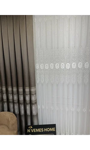 NİVEMESHOME GOLD DETAILLI PERLE 2967 1/3 DICHTER SCHALSCHAL PERLEN VORHANG APM