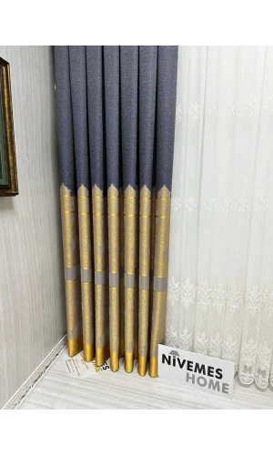 NIVEMESHOME GÖNEN ANTRASIT-GOLD 671539 V-5401 1/3 SIK PİLELI FON PERDE APM