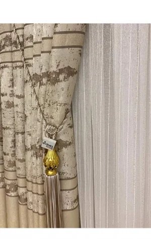 NİVEMESHOME GREEK GOLD FİTİLLİ 1/3 SIK PİLELİ TÜLL-VORHANG