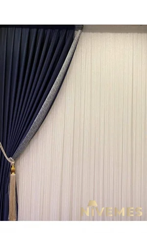 NİVEMESHOME YUNAN GÜMÜŞ FIRFIRLI 1/3 SIK PERDE TÜLÜ