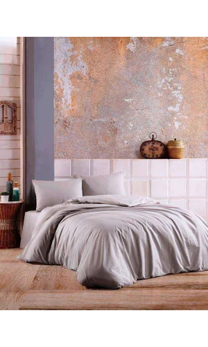 NIVEMESHOME GRAU 100% BAUMWOLLE DOPPELBETT BETTWÄSCHE-SET