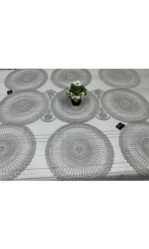 NIVEMESHOME GRIS JUEGO DE TEJIDO DE 7 PIEZAS PARA SERVIR (CAMINO DE MESA + 6 INDIVIDUALES)