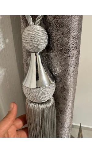 NİVEMESHOME GRAY FRINGED SILVER APARATUS NEW MODEL CEILING GATHERING BRACKET