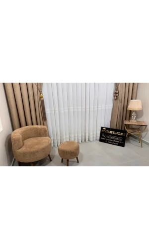 NİVEMESHOME HAVEN 3023 GOLD DETAYLI 1/2,5 SIK PİLELİ TÜL PERDE APM