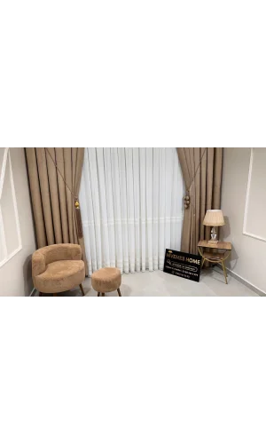 NİVEMESHOME HAVEN 3023 GOLD DETAYLI 1/3 SIK PİLELİ TÜL PERDE APM
