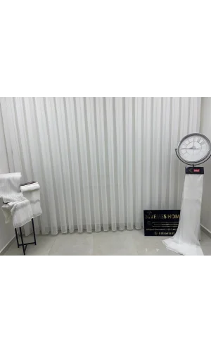 NİVEMESHOME DREAM 15 TRANSPARENT ECRU TULLE CURTAIN 1/3 DENSELY PLEATED TULLE CURTAIN